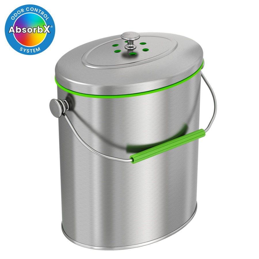 Compost Bin Countertop - Titanium 1.6 Gallon Oval Compost Bin