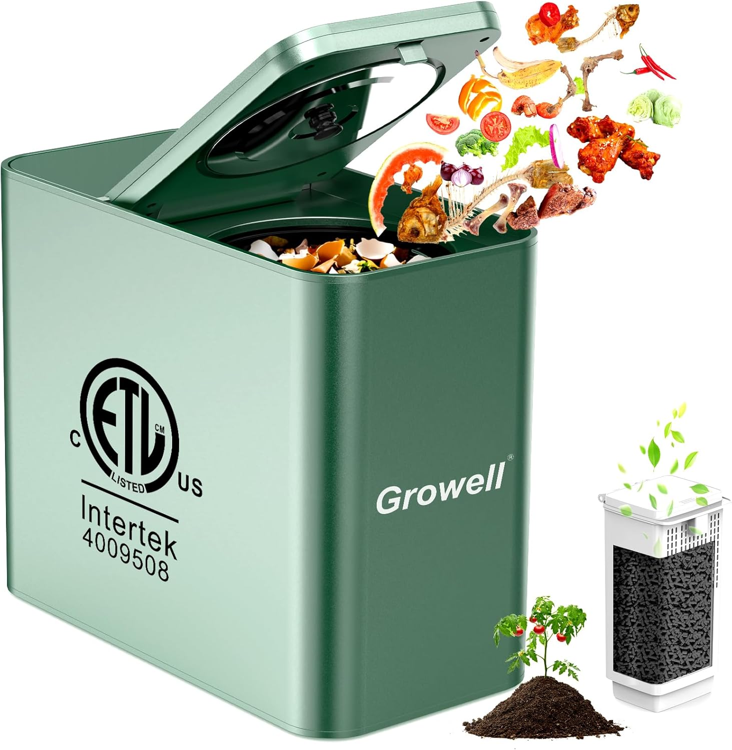 Compost Bin Countertop - Electric Composter for Kitchen, 3.2L Smart