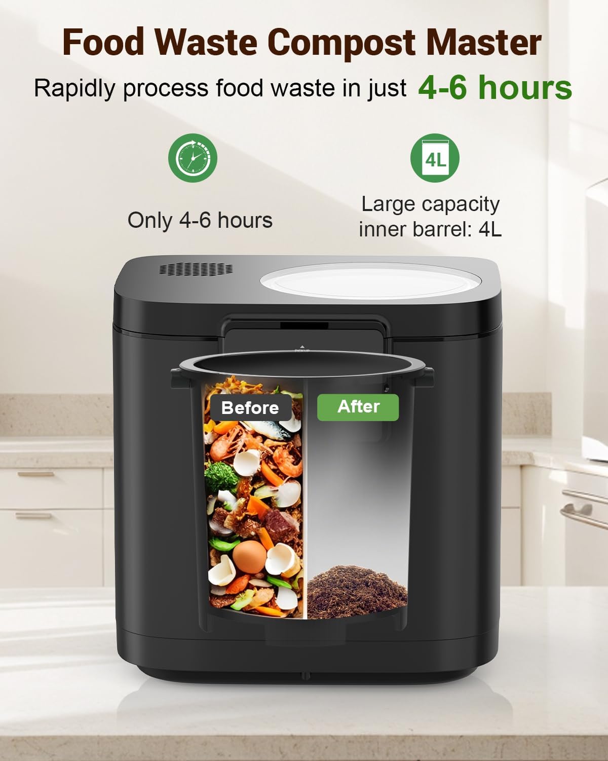 4L Electric Kitchen Composter, – Compost Bin Countertop recenzja i cena